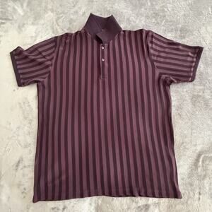 Octave Polo Purple Striped 2XL Knit Collared Short Sleeve Button Classic